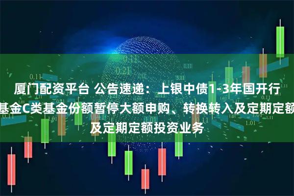厦门配资平台 公告速递：上银中债1-3年国开行债券指数基金C类基金份额暂停大额申购、转换转入及定期定额投资业务